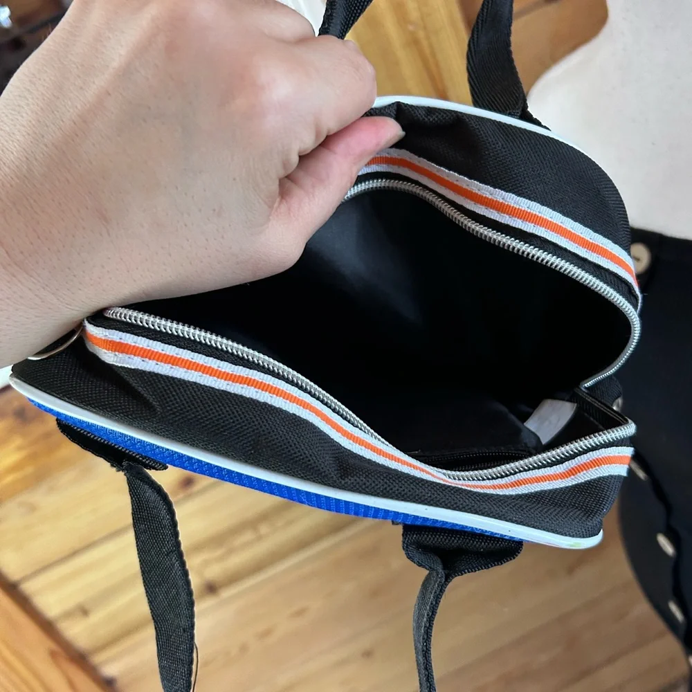 Vibrant New York 04 Crossbody Bag Blue Orange Canvas Black Missing Strap‎ Small - Picture 5 of 5